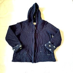 VTG Allihop Anthropologie Quilted Hooded Sweater Large Black